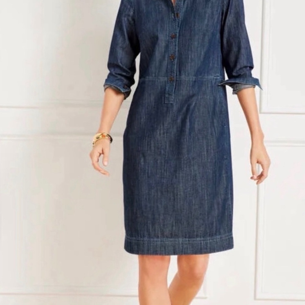 Talbots Indigo Denim Midi Shirt Dress